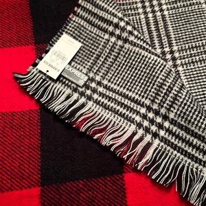 Express reversible red & black buffalo plaid/black and white coat scarf/wrap